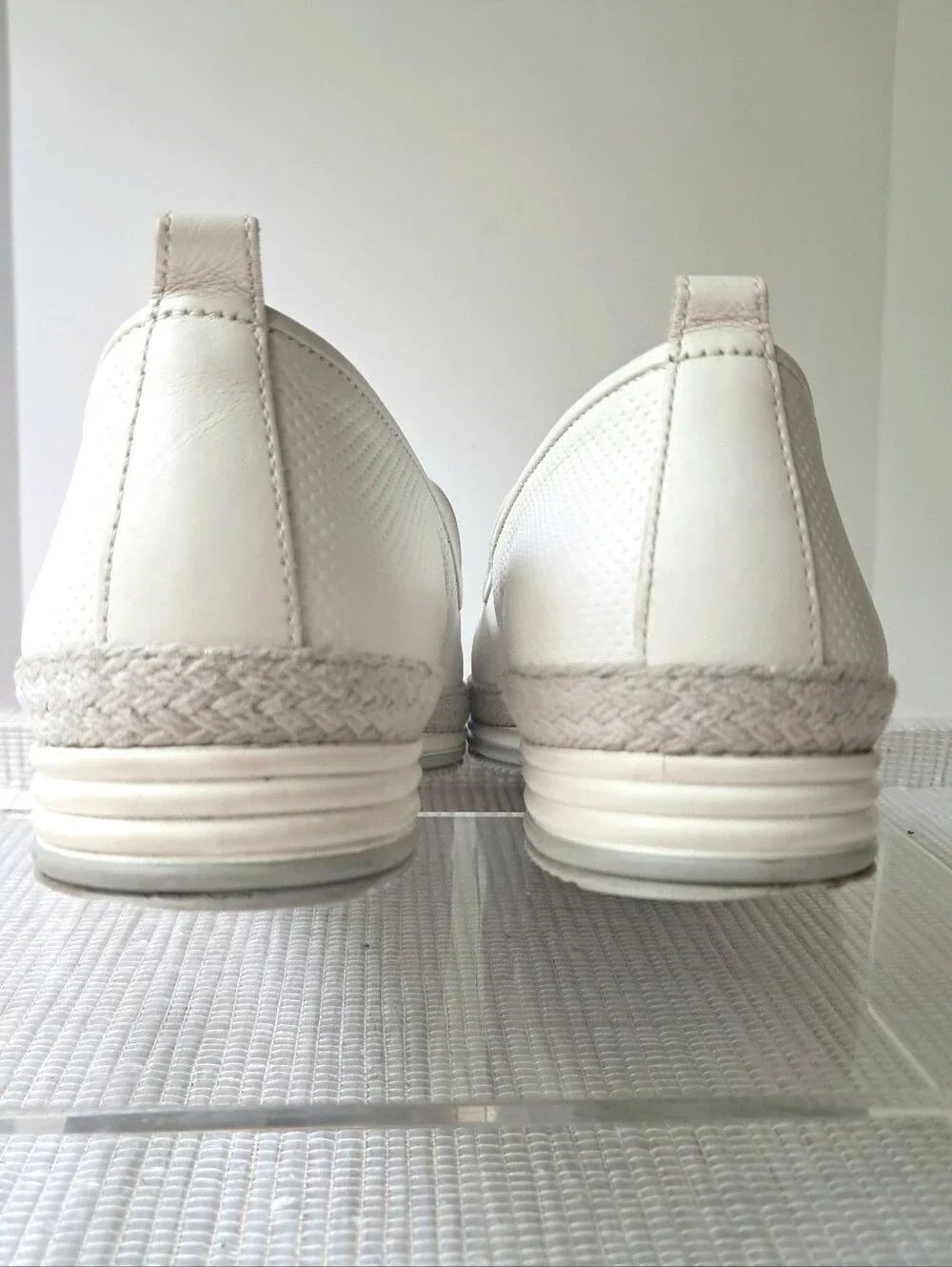 Paul Green Joaquin Espadrille Slip-on Leather Loafers Women's 7.5 White/Silver